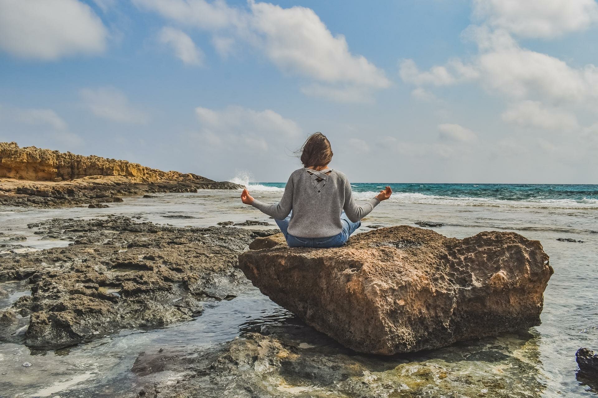 girl mindfully meditating